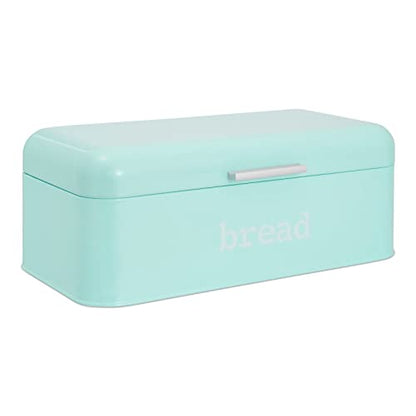  Stainless Steel Bread Box For Kitchen Countertop, Large Bread Box Bagel Bin For 2 Loaves, English Muffins (Mint Green, 17 X 9 X 6.5 In)