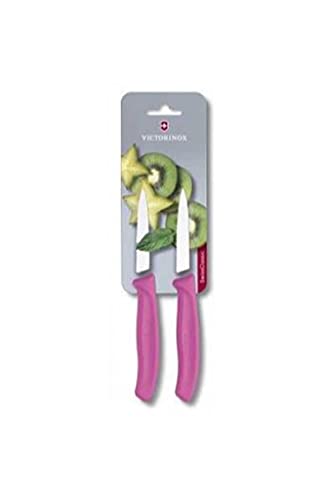 Victorinox 8 Cm Pointed Tip/Serrated Edge Blister Packed Paring Knife, Pack Of 2, Pink