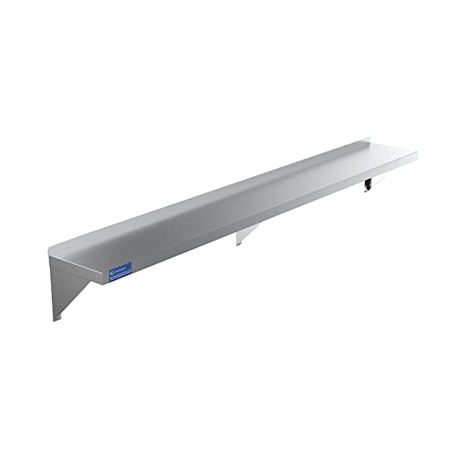  Stainless Steel Wall Shelf | Square Edge | Heavy Duty | Commercial Grade | Wall Mount | NSF Certified (14" Width X 72" Length)