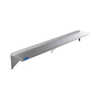  Stainless Steel Wall Shelf | Square Edge | Heavy Duty | Commercial Grade | Wall Mount | NSF Certified (14" Width X 72" Length)