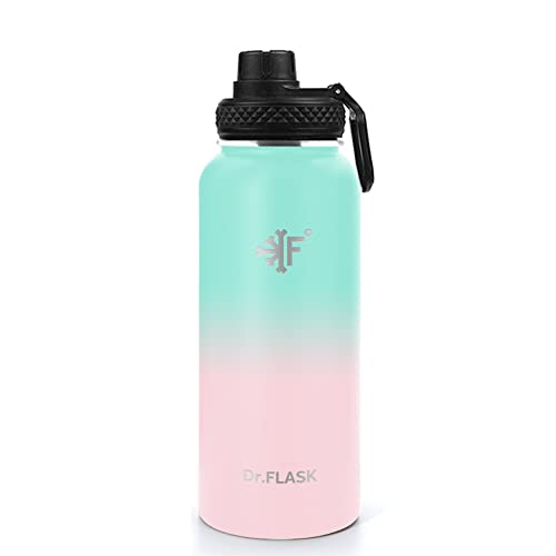  Sports Water Bottle - 32 Oz, 3 Lids (Straw Lid), Leak Proof, Vacuum Insulated Stainless Steel, Double Walled, Thermo Mug, Metal Canteen