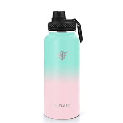  Sports Water Bottle - 32 Oz, 3 Lids (Straw Lid), Leak Proof, Vacuum Insulated Stainless Steel, Double Walled, Thermo Mug, Metal Canteen