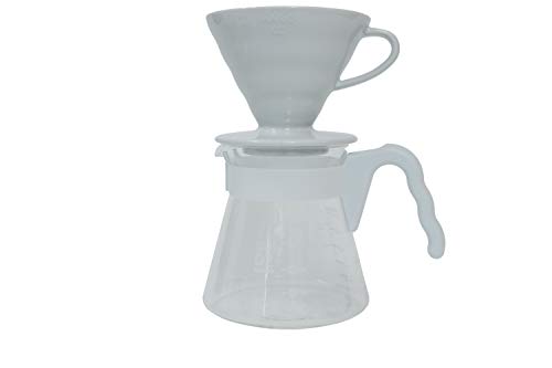  "Simply Hario" Ceramic V60 Dripper Pour Over Set With Glass Server, Scoop And Filters, Size 02, White
