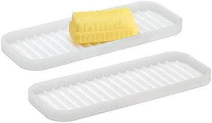  Silicone Kitchen Sink Storage Organizer Holder Tray For Sponges, Soap, Scrubber - Ribbed Base, Quick Dry, Waterproof, Non-Slip, Durable, Heat Resistant - Linelle Collection, 2 Pack, Black
