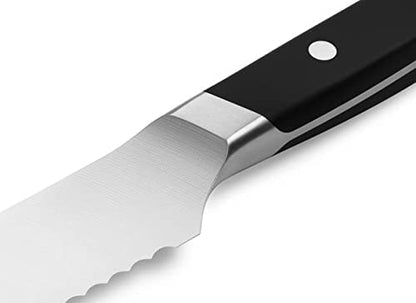  Serrated Bread Knife - 9.5 Inch Bread Cutter - High Carbon Stainless Steel Serrated Kitchen Knives, Black