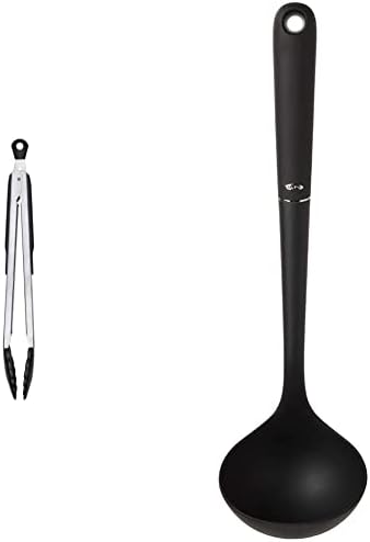 OXO Good Grips 12-Inch Tongs With Nylon Heads & Good Grips Large Silicone Flexible Turner, Stainless Steel