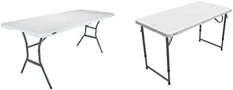 Lifetime 80753 Fold In Half Light Commercial Table, 6 Feet, Almond