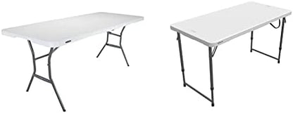 Lifetime 80753 Fold In Half Light Commercial Table, 6 Feet, Almond