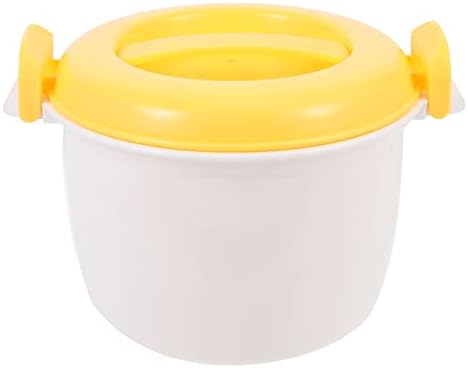  Microwave Rice Cooker Steamer Bowl For Vegetables With Steam Release Vent Microwaveable Cookware For Rice And Vegetables Yellow L