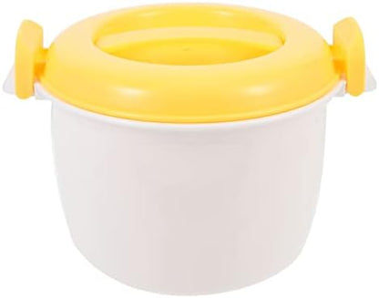  Microwave Rice Cooker Steamer Bowl For Vegetables With Steam Release Vent Microwaveable Cookware For Rice And Vegetables Yellow L