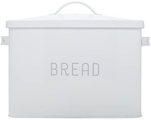  At & Jules Extra Large White 15 X 10 Metal Farmhouse Bread Box - Holds Two Full Loaves