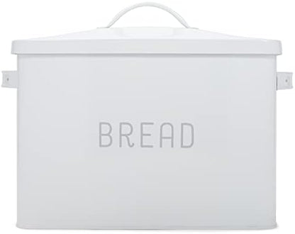  At & Jules Extra Large White 15 X 10 Metal Farmhouse Bread Box - Holds Two Full Loaves