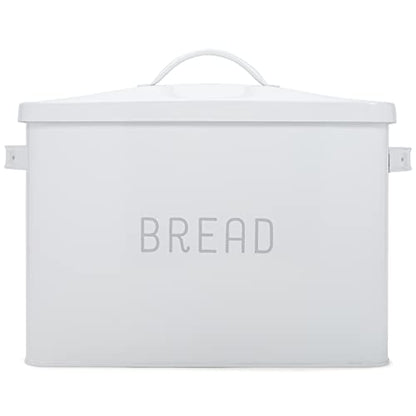  At & Jules Extra Large White 15 X 10 Metal Farmhouse Bread Box - Holds Two Full Loaves