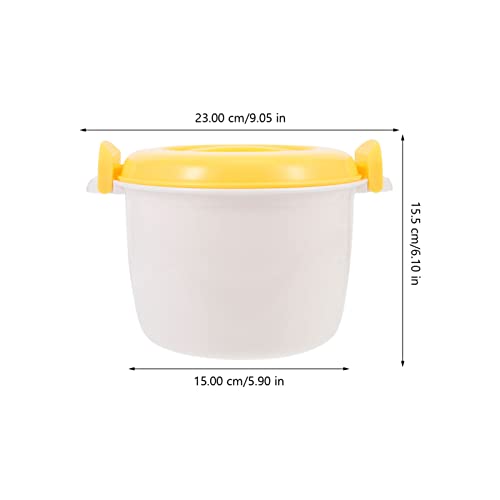  Microwave Rice Cooker Steamer Bowl For Vegetables With Steam Release Vent Microwaveable Cookware For Rice And Vegetables Yellow L