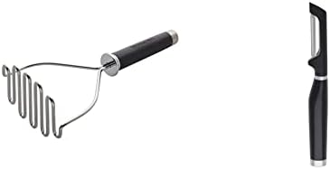  Gourmet Stainless Steel Wire Masher, 10.24-Inch, Black & KE112OHOBA KitchenAid Classic Euro Peeler, One Size Black 2