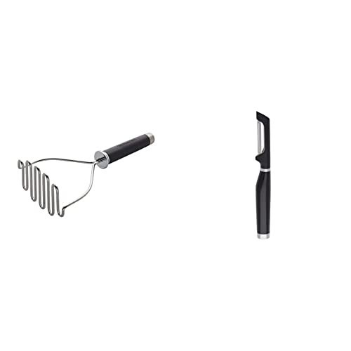  Gourmet Stainless Steel Wire Masher, 10.24-Inch, Black & KE112OHOBA KitchenAid Classic Euro Peeler, One Size Black 2
