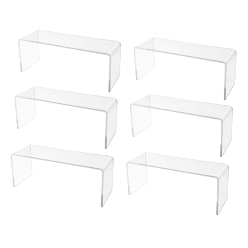  Marketing Holders 6 Pack Clear Acrylic Riser Display Stand 10 Inch Wide X 4 Inch Deep Merchandise Retail Showcase Bench One Piece Stand Clear Plexiglass Counter Or Tabletop Decor Platform