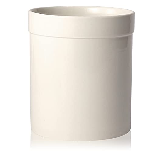  Ceramic Kitchen Utensil Holder, Utensil Crock Large Utensils Holder For Kitchen Decor, Cooking Tool Utensils Caddy For Countertop, White