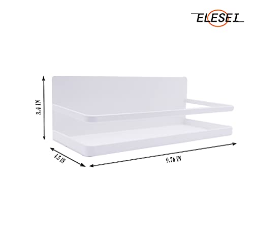  ELESEI Magnetic Spice Rack Refrigerator Side Magnetic Spice Rack Kitchen Magnetic Shelf Magnetic Fridge Shelf Perfect Space Saver For Kitchen/Apartment 2 Pack (White)