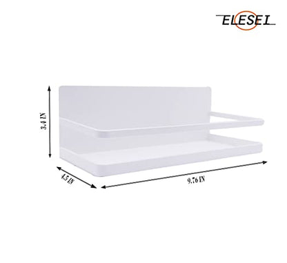  ELESEI Magnetic Spice Rack Refrigerator Side Magnetic Spice Rack Kitchen Magnetic Shelf Magnetic Fridge Shelf Perfect Space Saver For Kitchen/Apartment 2 Pack (White)
