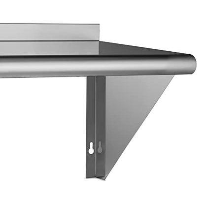  Rockpoint Stainless Steel Shelf 18 X 24 Inches, 320 Lb, NSF Commercial Wall Mount Floating Shelving For Restaurant, Kitchen, Home And Hotel, Silver (HX2022-18)