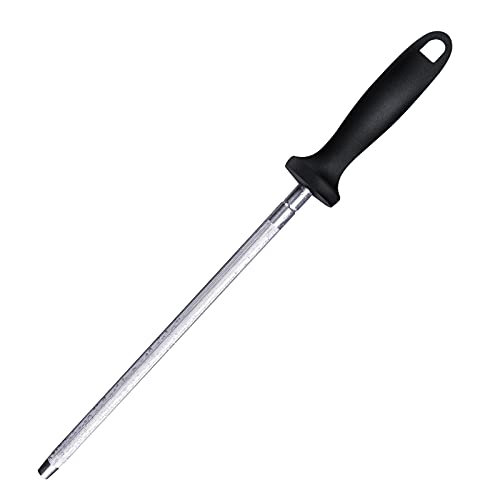  Knife Sharpener Rod, Fanerfun 13 Inch Carbon Steel Professional Knife Sharpening Steel, Knife Sharpener With Hanging Holes (13 Inches)