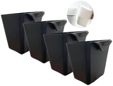  4Pack Hanging Cup Holders,Trolley Basket Storage,Rolling Cart Accessories,4.75x4"Hanging Pencil Holder Storage Containers Hanging Buckets Hanging Bins,Plant Container,Make Up Pencil Holder (Black)