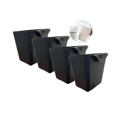  4Pack Hanging Cup Holders,Trolley Basket Storage,Rolling Cart Accessories,4.75x4"Hanging Pencil Holder Storage Containers Hanging Buckets Hanging Bins,Plant Container,Make Up Pencil Holder (Black)