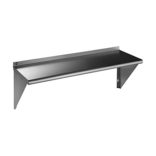  Rockpoint Stainless Steel Shelf 18 X 24 Inches, 320 Lb, NSF Commercial Wall Mount Floating Shelving For Restaurant, Kitchen, Home And Hotel, Silver (HX2022-18)