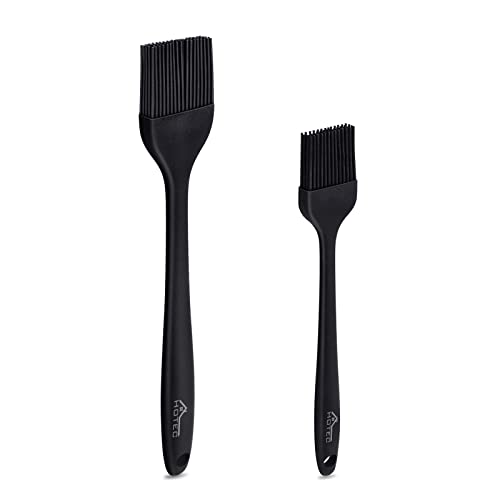  Basting Brushes Silicone Heat Resistant Pastry Brushes Spread Oil Butter Sauce Marinades For BBQ Grill Barbecue Baking Kitchen Cooking BPA Free Dishwasher Safe (Black 2)