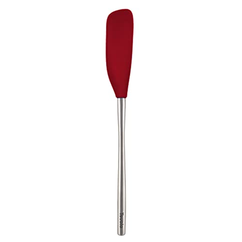  Flex-Core Long-Handled Silicone Jar Scraper Spatula, Stainless Steel Handle, Heat-Resistant Silicone Head With Curved Front For Scooping & Scraping, Dishwasher-Safe & BPA-Free