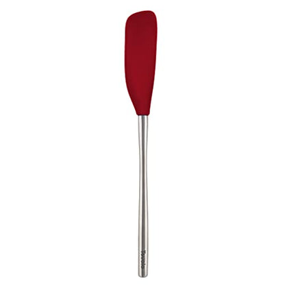  Flex-Core Long-Handled Silicone Jar Scraper Spatula, Stainless Steel Handle, Heat-Resistant Silicone Head With Curved Front For Scooping & Scraping, Dishwasher-Safe & BPA-Free