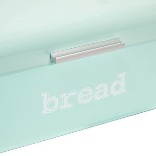  Stainless Steel Bread Box For Kitchen Countertop, Large Bread Box Bagel Bin For 2 Loaves, English Muffins (Mint Green, 17 X 9 X 6.5 In)