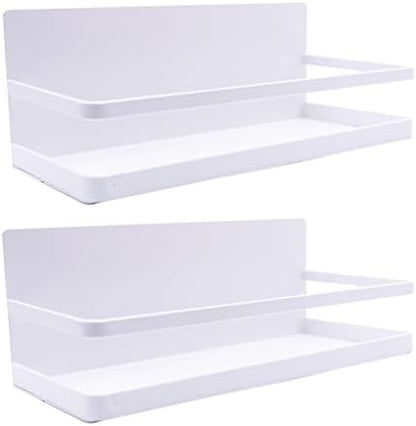  ELESEI Magnetic Spice Rack Refrigerator Side Magnetic Spice Rack Kitchen Magnetic Shelf Magnetic Fridge Shelf Perfect Space Saver For Kitchen/Apartment 2 Pack (White)