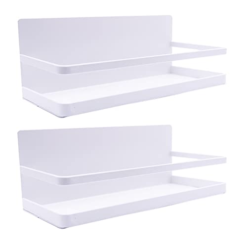  ELESEI Magnetic Spice Rack Refrigerator Side Magnetic Spice Rack Kitchen Magnetic Shelf Magnetic Fridge Shelf Perfect Space Saver For Kitchen/Apartment 2 Pack (White)
