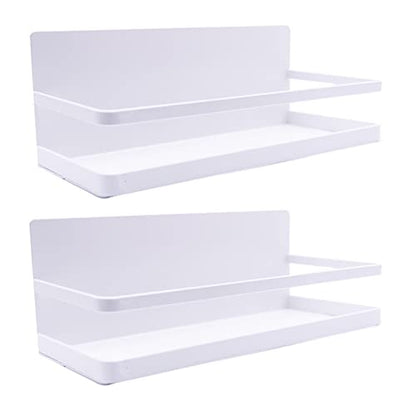  ELESEI Magnetic Spice Rack Refrigerator Side Magnetic Spice Rack Kitchen Magnetic Shelf Magnetic Fridge Shelf Perfect Space Saver For Kitchen/Apartment 2 Pack (White)
