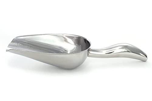  12 Oz Stainless Steel Scoop, 10” L X 3.3” W | For Ice, Dog & Cat Food, Popcorn, Coffee, Candy, Sugar, Flour, Dry Goods, Etc.