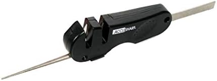  CcuSharp 4-in-1 Knife & Tool Sharpener - Coarse Tungsten Carbide Sharpening Blade & Ceramic Rod W/Retractable Diamond-Tapered Rod Great For Indoor & Outdoor, Camping, Knives & Fish Hooks - Orange
