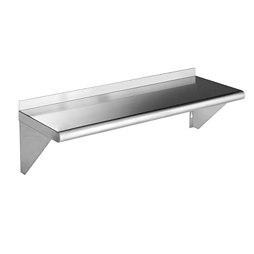 Rockpoint Stainless Steel Shelf 18 X 24 Inches, 320 Lb, NSF Commercial Wall Mount Floating Shelving For Restaurant, Kitchen, Home And Hotel, Silver (HX2022-18)