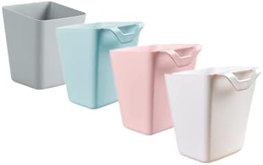  4Pack Hanging Cup Holders,Trolley Basket Storage,Rolling Cart Accessories,4.75x4"Hanging Pencil Holder Storage Containers Hanging Buckets Hanging Bins,Plant Container,Make Up Pencil Holder (Black)
