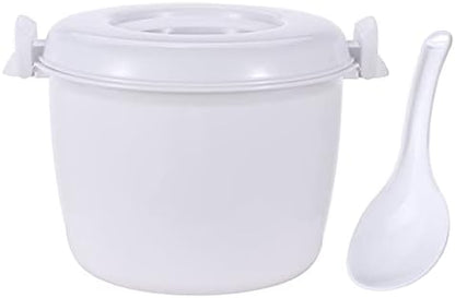  Portable Microwave Rice Cooker With Rice Paddle Food Steamer Pot White Small