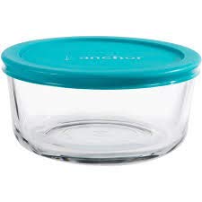  Classic Glass Food Storage Containers With Lids, Teal, 1 Cup (Set Of 4)