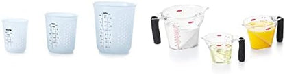 OXO Good Grips 3 Piece Squeeze & Pour Silicone Measuring Cup Set, Blue