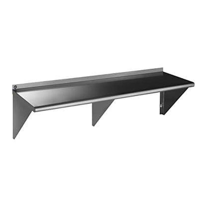  Rockpoint Stainless Steel Shelf 18 X 24 Inches, 320 Lb, NSF Commercial Wall Mount Floating Shelving For Restaurant, Kitchen, Home And Hotel, Silver (HX2022-18)