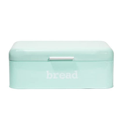  Stainless Steel Bread Box For Kitchen Countertop, Large Bread Box Bagel Bin For 2 Loaves, English Muffins (Mint Green, 17 X 9 X 6.5 In)
