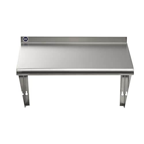  Rockpoint Stainless Steel Shelf 18 X 24 Inches, 320 Lb, NSF Commercial Wall Mount Floating Shelving For Restaurant, Kitchen, Home And Hotel, Silver (HX2022-18)