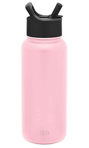  Water Bottle With Straw Lid Vacuum Insulated Stainless Steel Metal Thermos Bottles | Reusable Leak Proof BPA-Free Flask For Gym, Travel, Sports | Summit Collection | 32oz, Light Pink