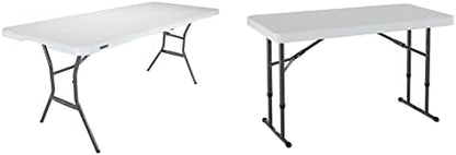 Lifetime 80753 Fold In Half Light Commercial Table, 6 Feet, Almond