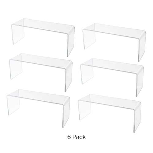 Marketing Holders 6 Pack Clear Acrylic Riser Display Stand 10 Inch Wide X 4 Inch Deep Merchandise Retail Showcase Bench One Piece Stand Clear Plexiglass Counter Or Tabletop Decor Platform