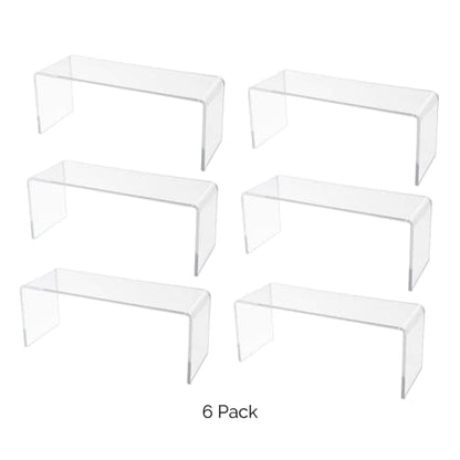  Marketing Holders 6 Pack Clear Acrylic Riser Display Stand 10 Inch Wide X 4 Inch Deep Merchandise Retail Showcase Bench One Piece Stand Clear Plexiglass Counter Or Tabletop Decor Platform